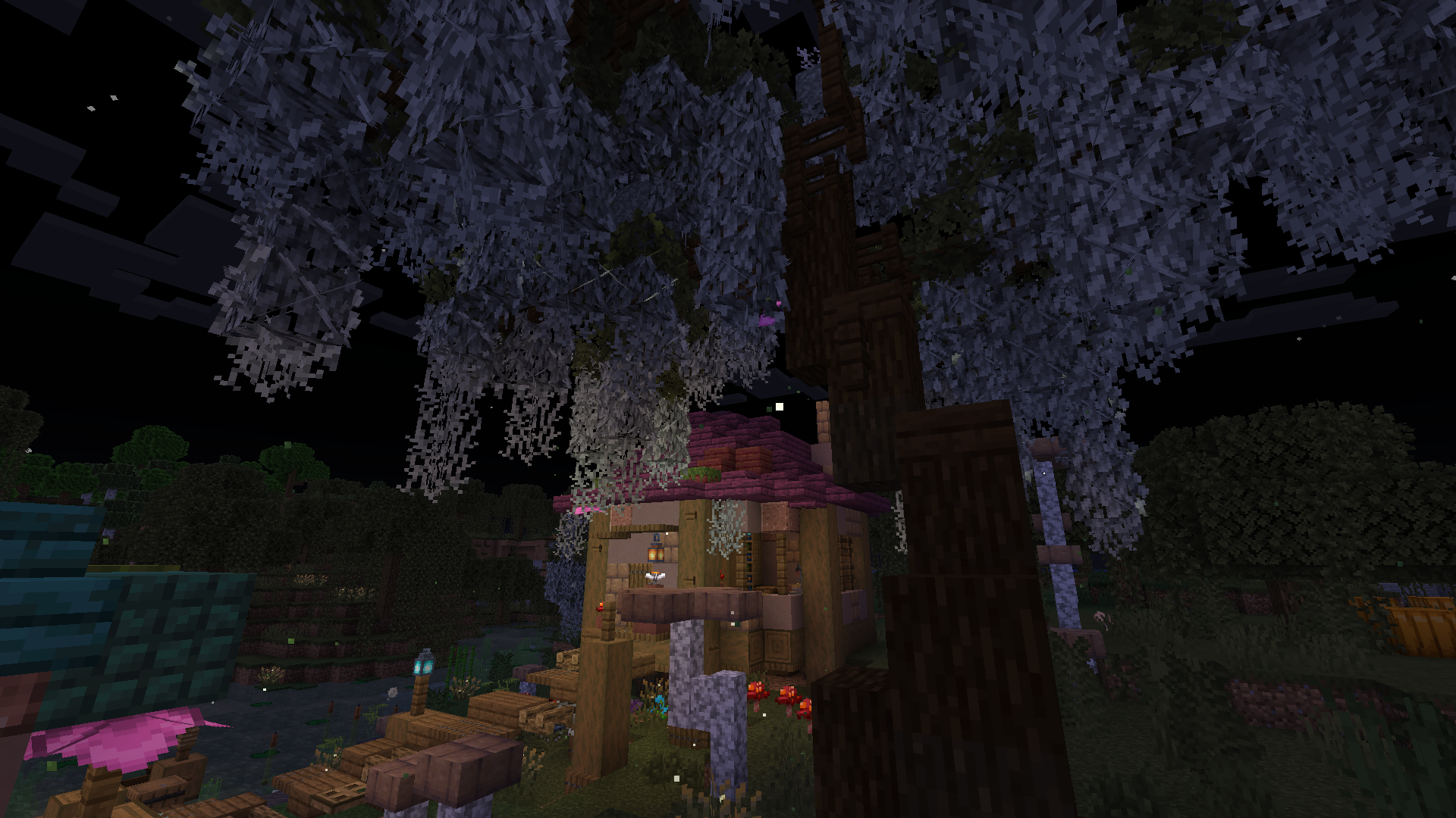 Felt inspired by the new firefly bush and made a couple cute swamp huts