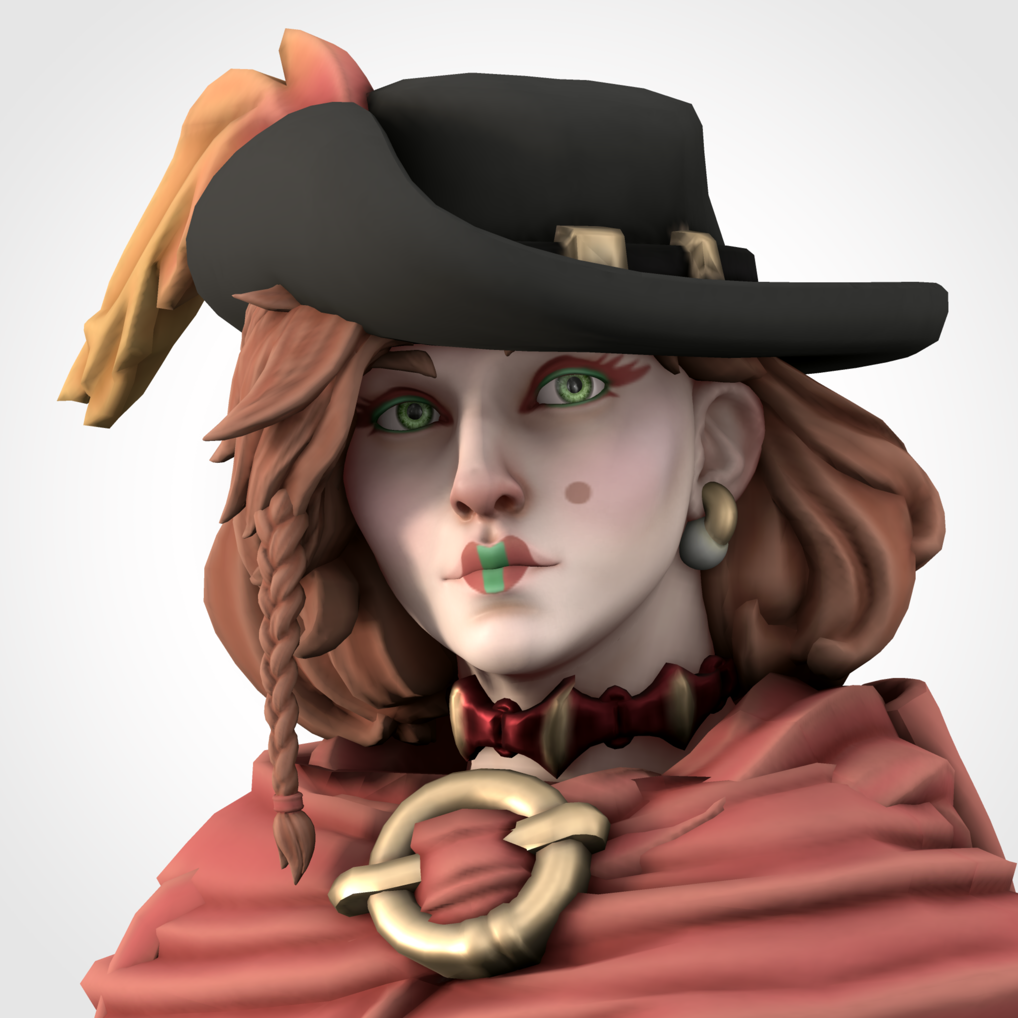 Kitbashed HeroForge PCs with diverse skin tones, braids, dreadlocks, and fantasy attire with glowing weapons