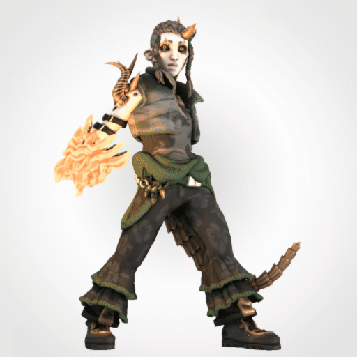 Kitbashed HeroForge PCs with diverse skin tones, braids, dreadlocks, and fantasy attire with glowing weapons