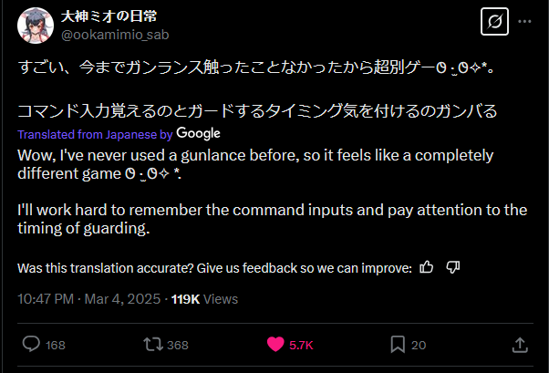 I did not expect Mio to choose Gunlance of all weapon lol