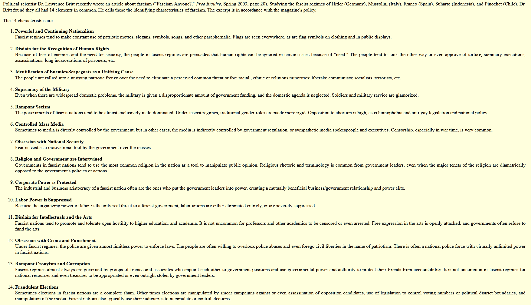 A cool guide to the 14 characteristics of fascism