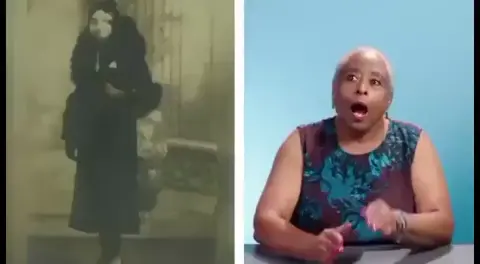 a women reacts to seeing a moving picture of her mother