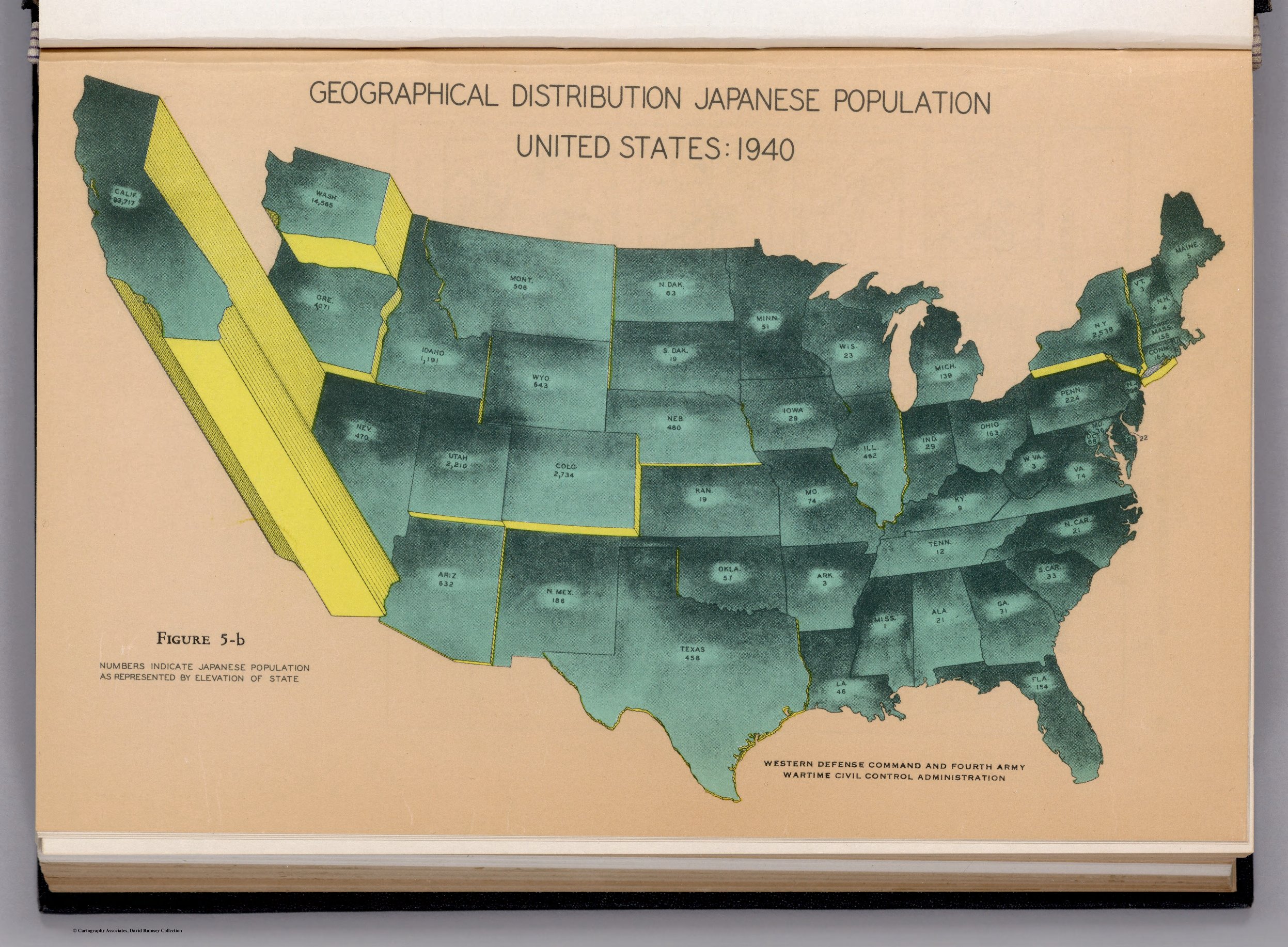 Map showing Japanese population by U.S. state from 1940 | Scrolller
