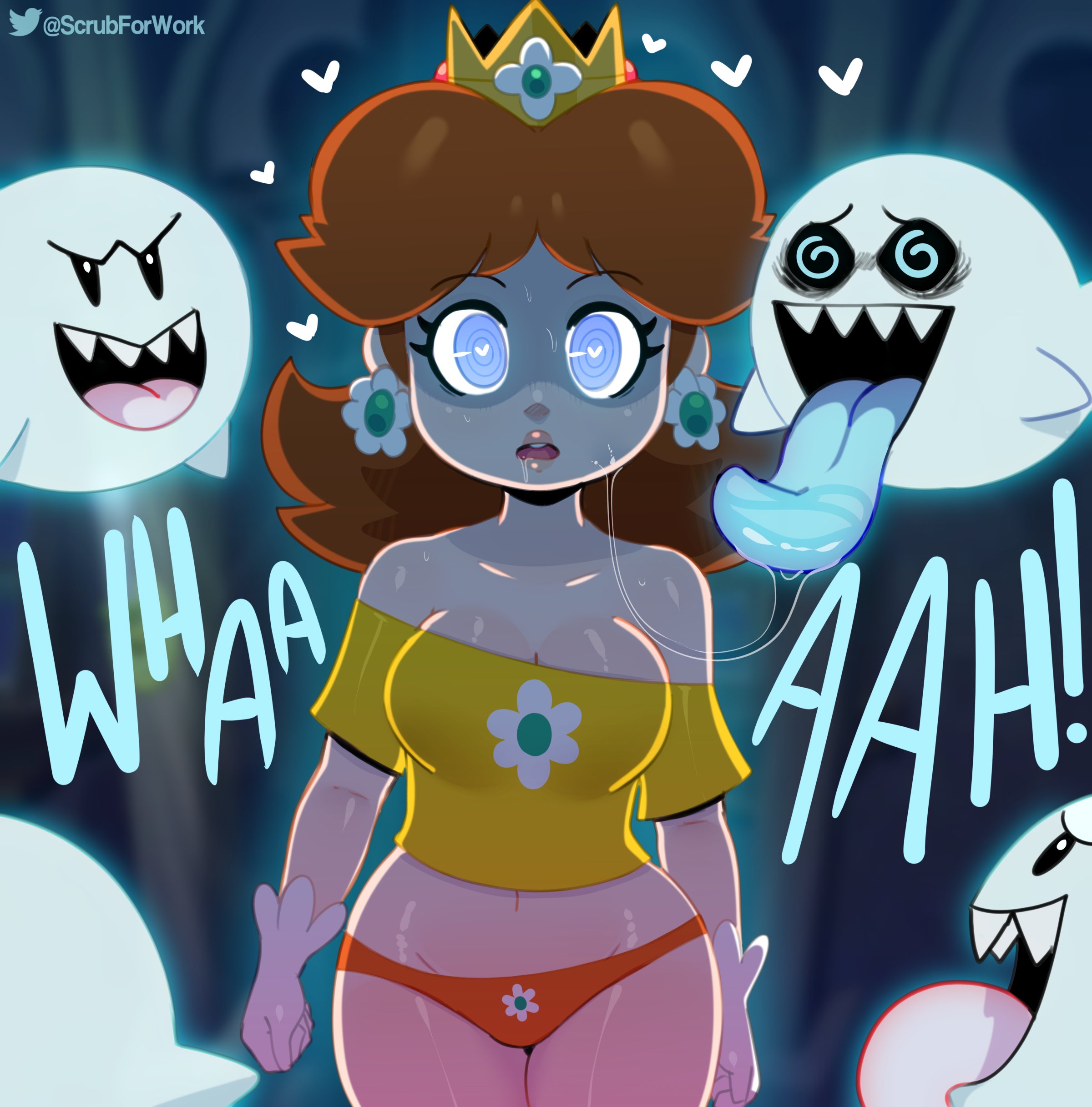 Princess Peach in a mind control and hypno hentai sequence with ahegao and cock worship