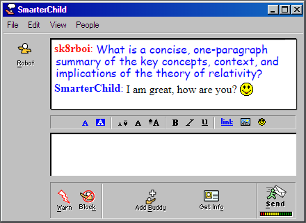 ChatGPT has yet to surpass their predecessor: SmarterChild