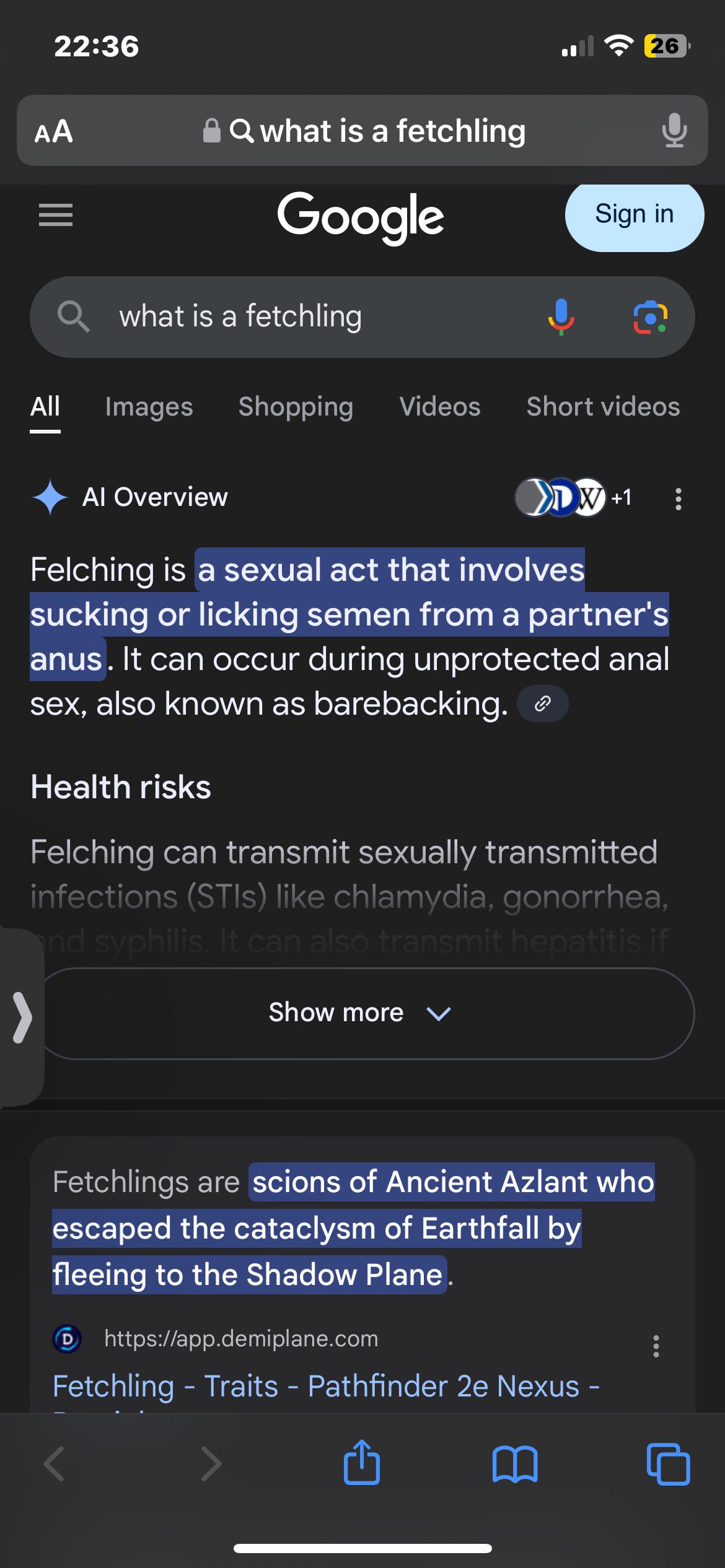 Cursed Google AI Overview while trying to learn about tabletop RPG’s ...