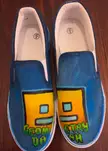 Shoes I painted for my son. Geometry Dash is his favorite game.