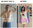 Gym-trans pipeline meme showing a shirtless male in blue shorts and a trans girl in a white dress
