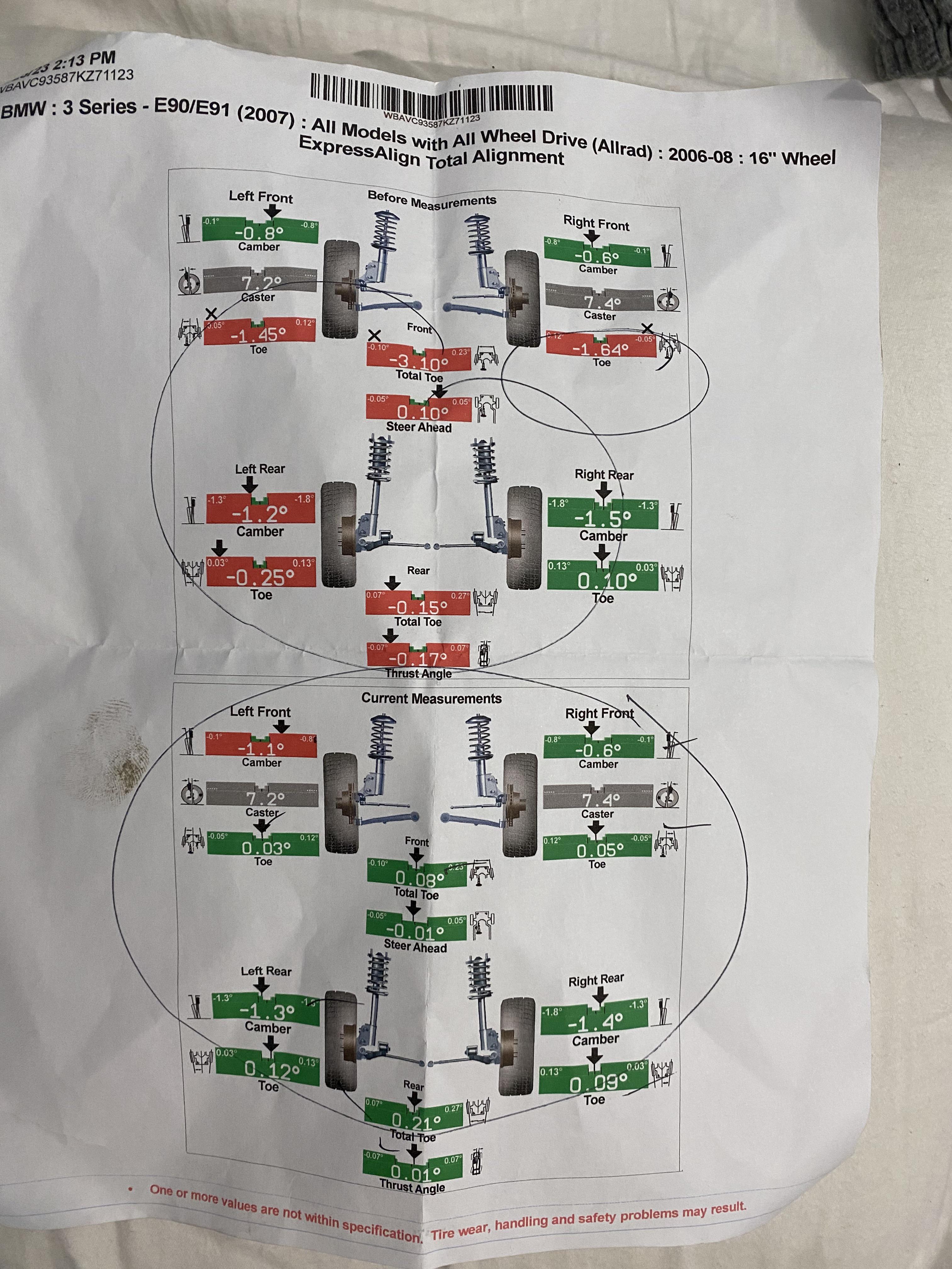 Are these alignment numbers good ( i have a 2007 328xi) | Scrolller