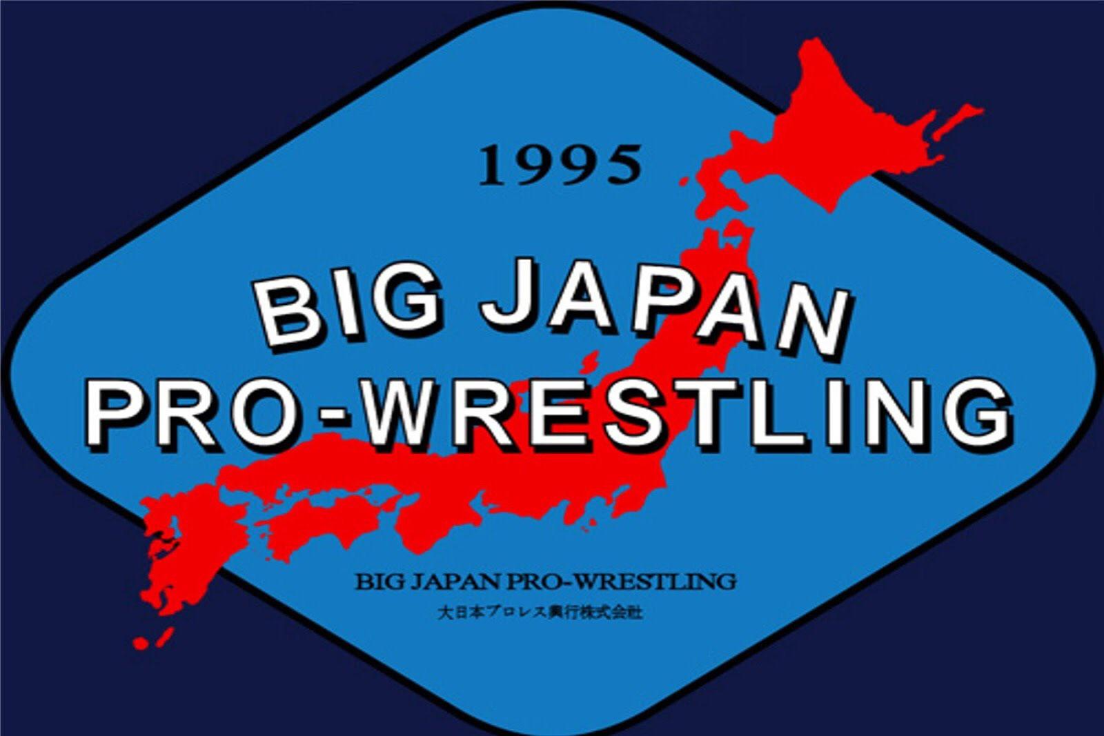 Big Japan Pro-Wrestling logo as a physical sticker and digital graphic with a map of Japan