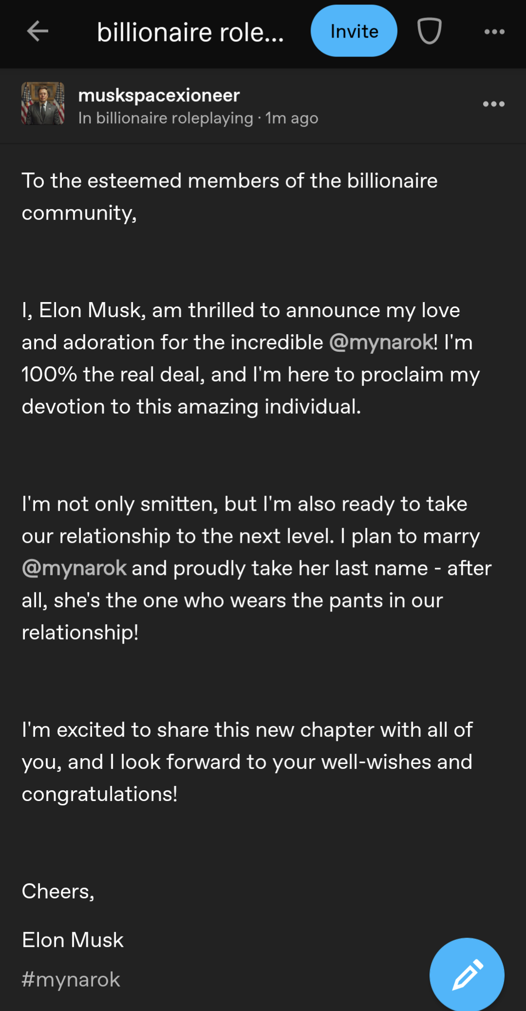 Scambaiting an Elon Musk romance scammer via chat messages and profile pictures