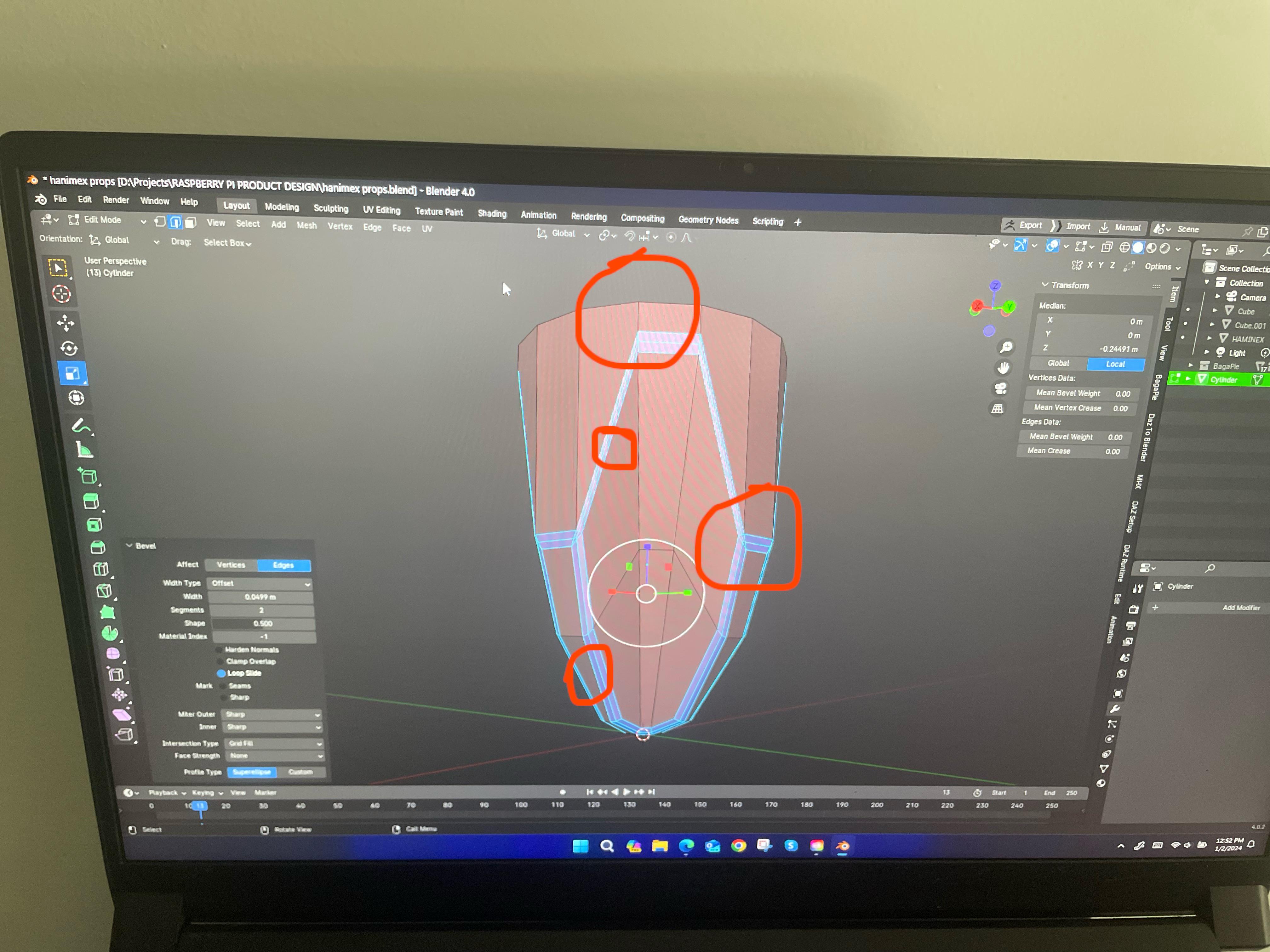 Uneven stretched bevels ?!