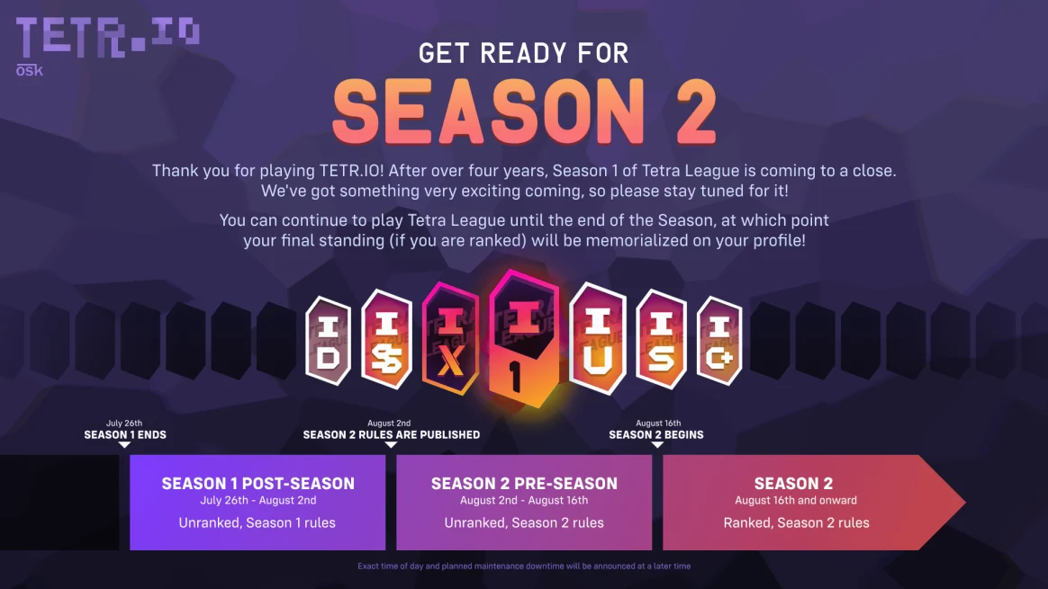 ALERT ALL TETRIO PLAYERS: TETRA LEAGUE SEASON 1 IS ENDING, RANK UP NOW ...
