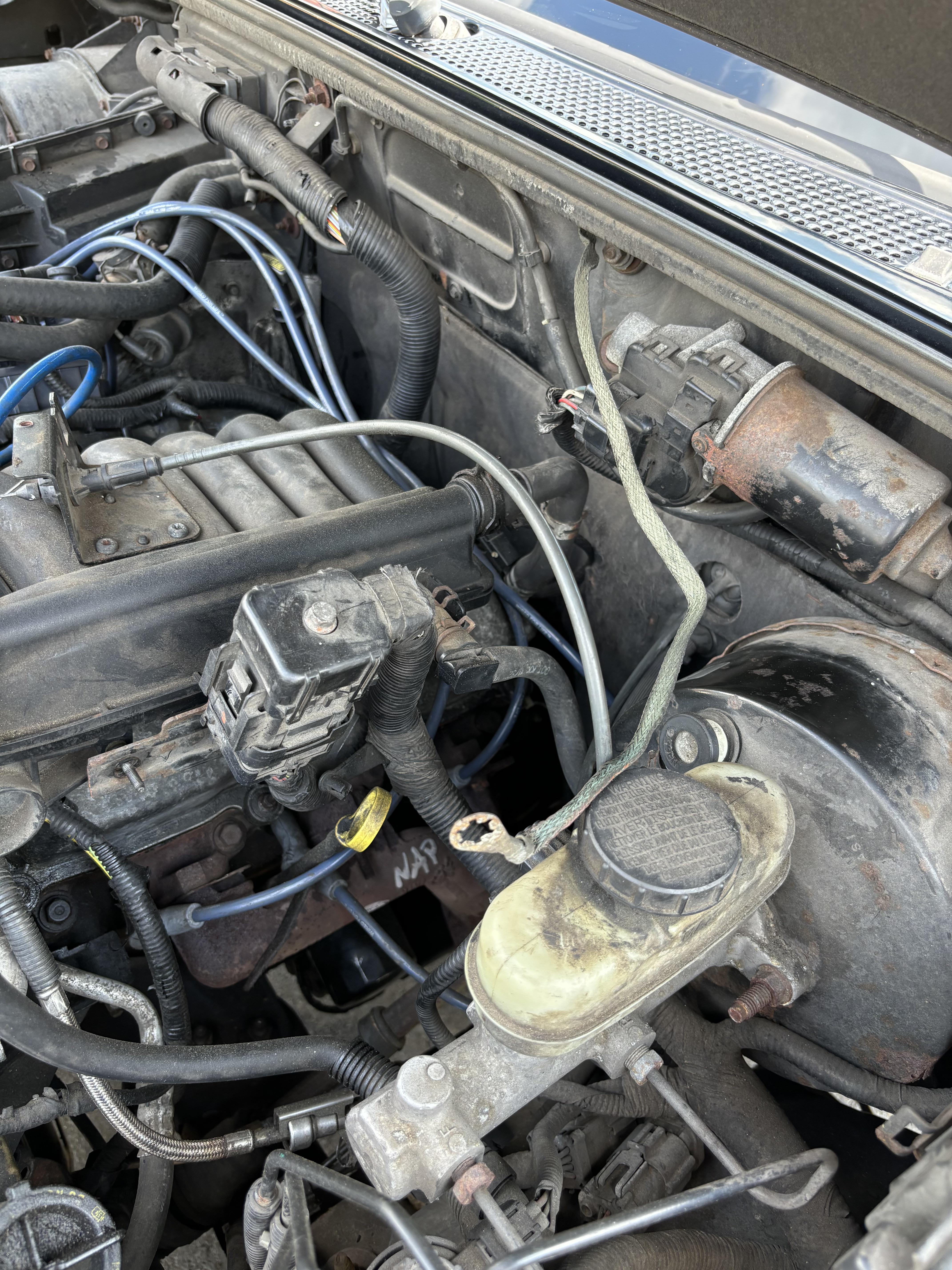 64 Engine Ground Anyone know where the engine ground goes from the firewall? Just ...