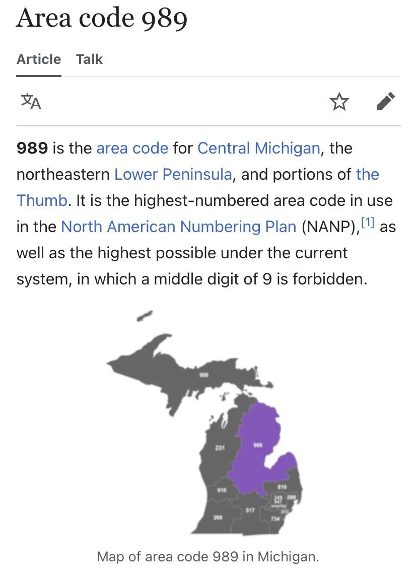 I’m from the 989. PT is my area code. | Scrolller