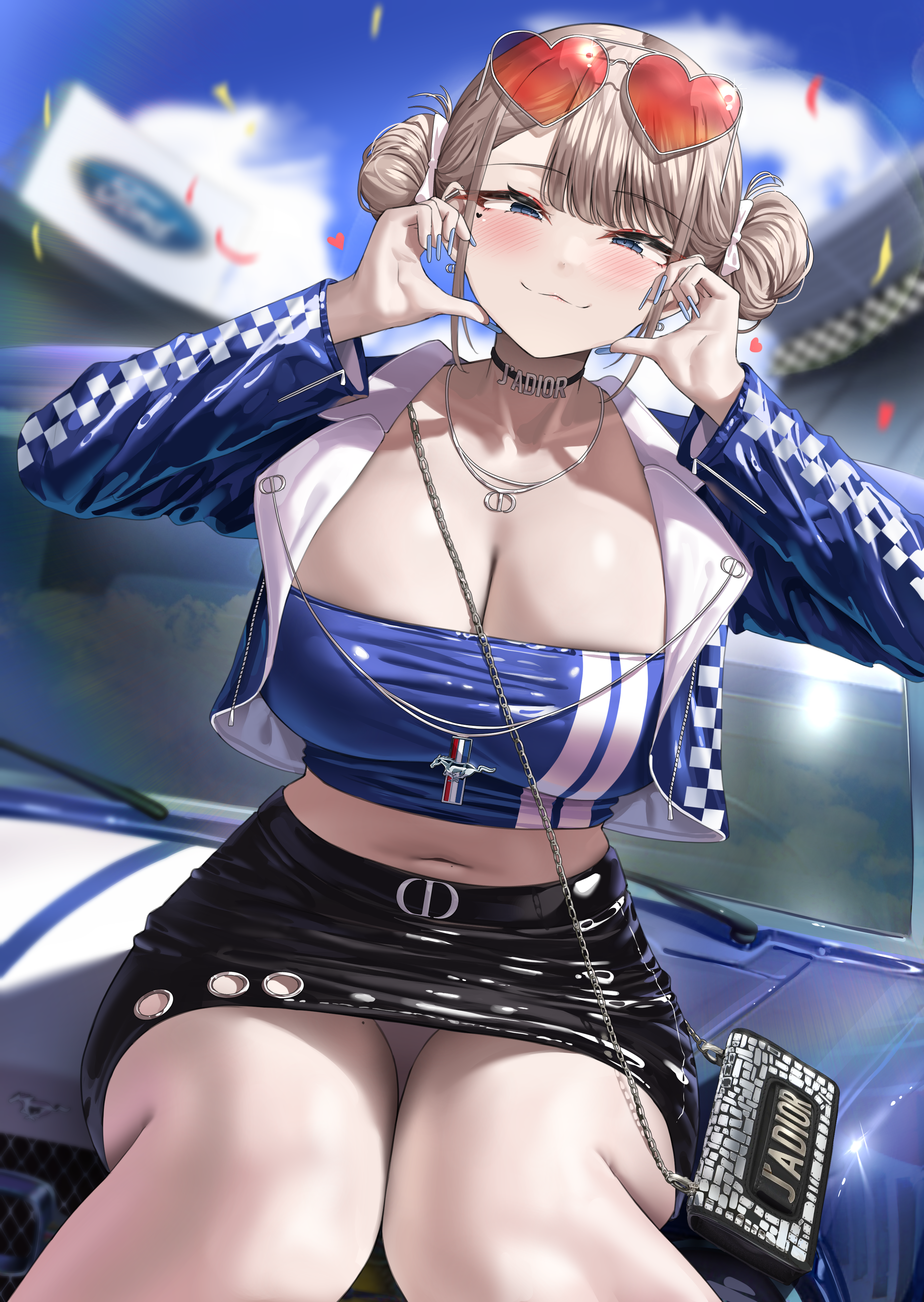 Busty anime girls in bikinis and revealing outfits, including blonde buns and pigtails, for gooning.