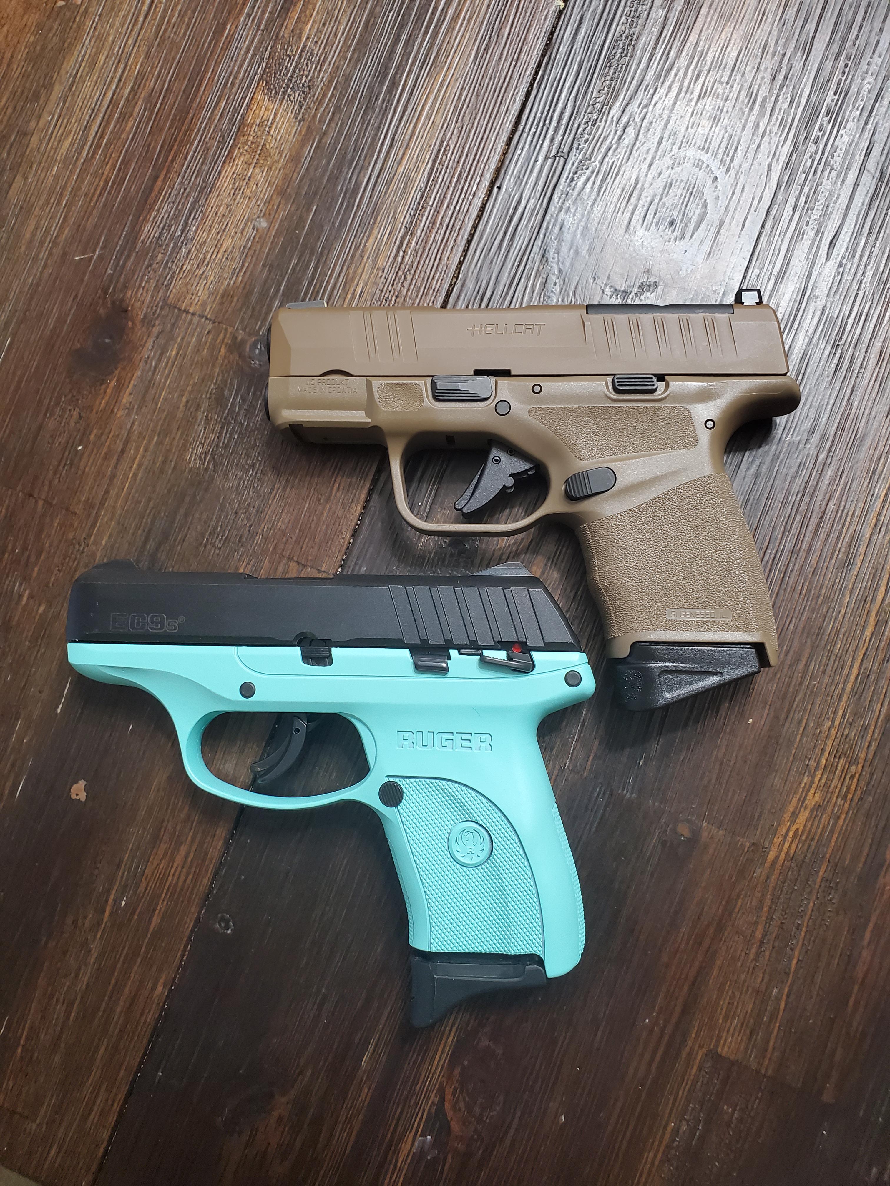NGD His and hers CCW. Went to get me a smaller carry pistol, ended up with 2! Hers is a Ruger EC9s and mine is a Springfield Hellcat. Both 9mm and both awesome!
