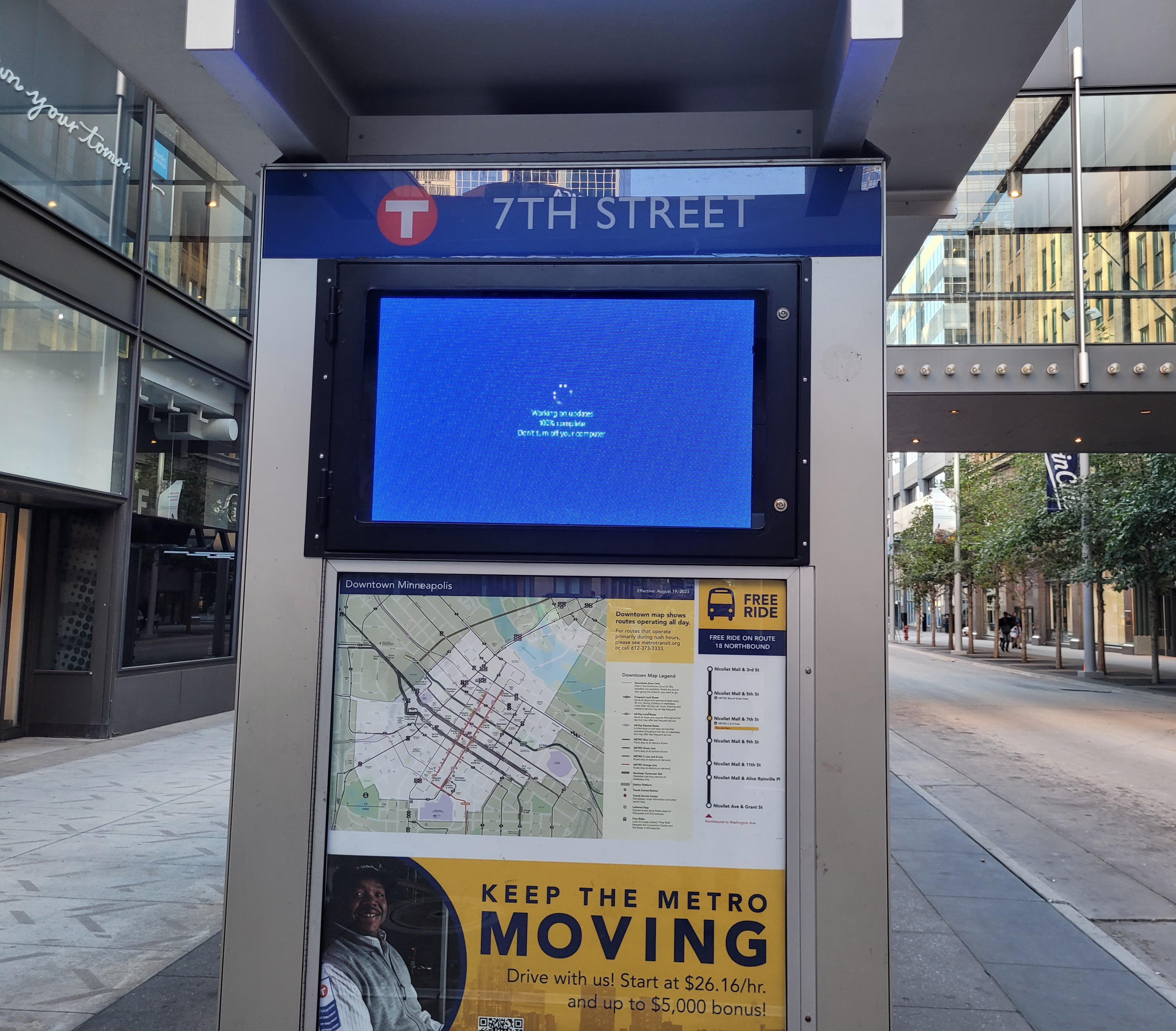 My bus stop monitor had a Windows update | Scrolller