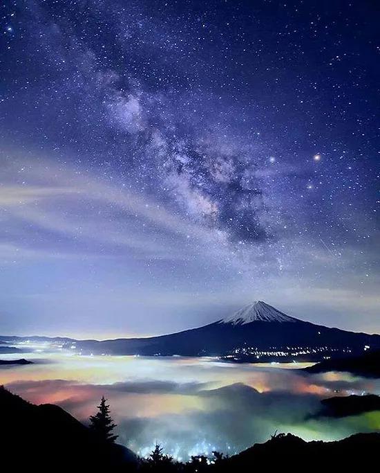 The Majesty of The Milky Way Over Mount Fuji, Japan