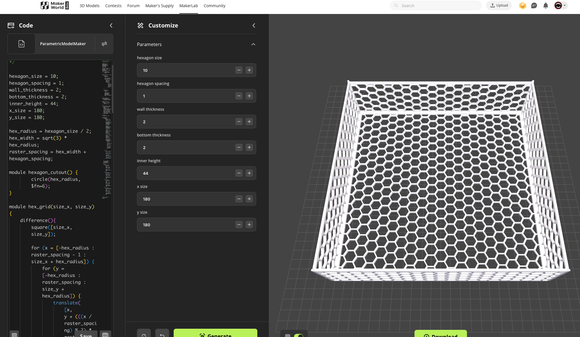 Parametric model in MakerLab | Scrolller