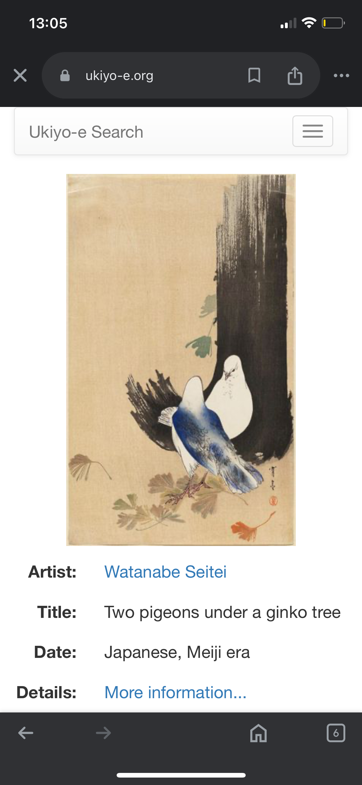 Watanabe Seitei Edo Period Two Pigeons under a Tree | Scrolller