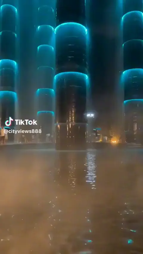 Bamboo-like fountains known as "The Tower of Life" in Chengdu, China. 