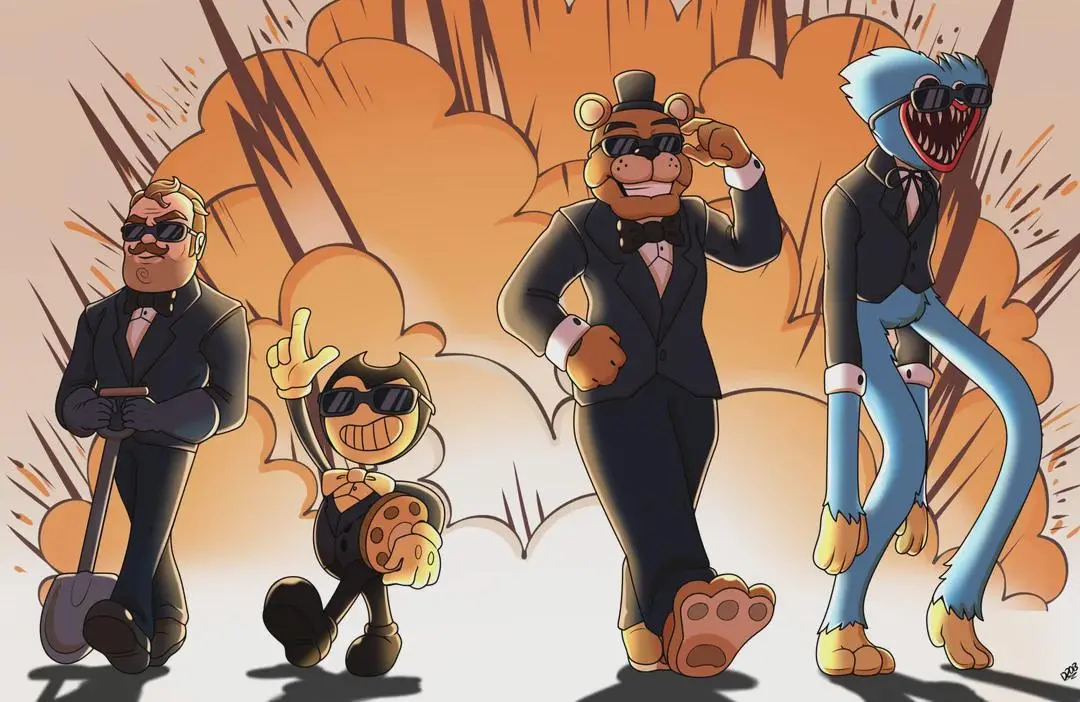 Bear. Ink. Toy. and Man. (original post by DinoTwentyBryan from r/fnaf)