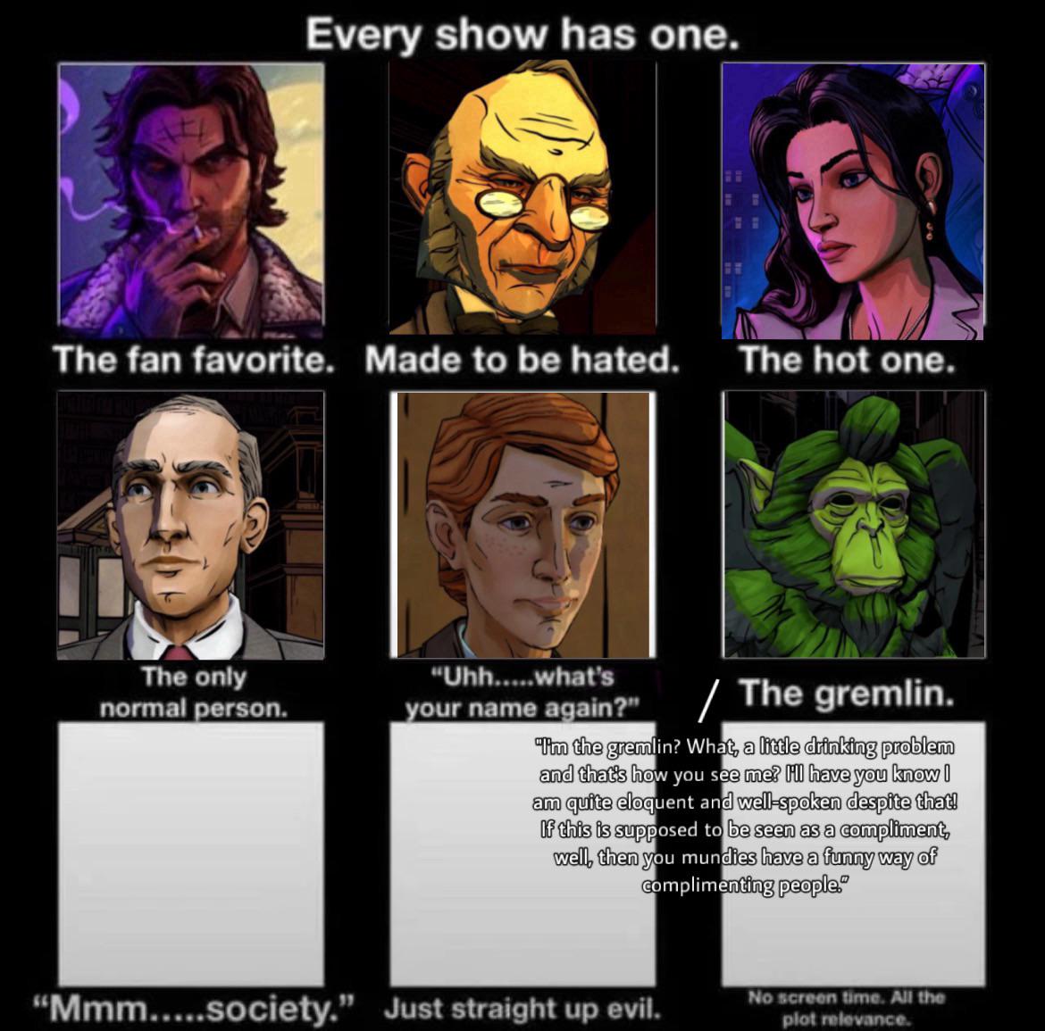 Bufkin is the gremlin of this fairytale! Which fable is “mmm… society”?