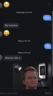 Tinder text post featuring a funny cursed meme and suggestive messages.
