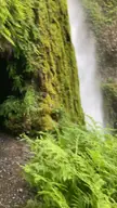 Walking behind a waterfall in Oregon, USA