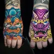 Fu/Foo Dog Hand Tattoo pair, Daniel Wilson at Cloud N9ne Tattoos in Chatham IL