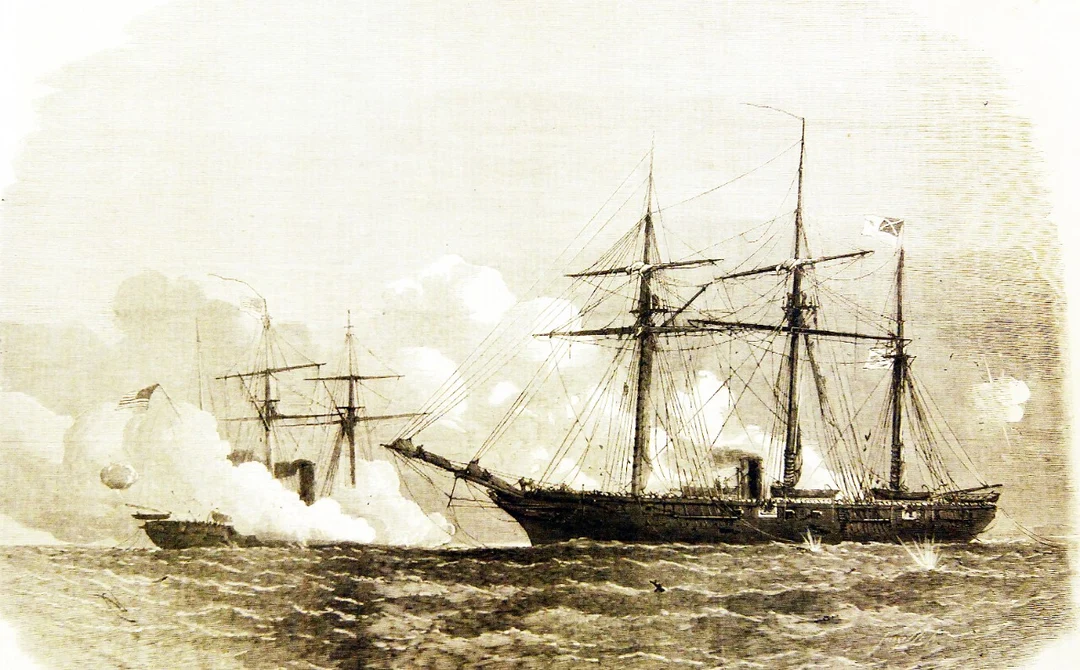 USS Kearsarge vs CSS Alabama, June 19, 1864.; Engraving from “The ...