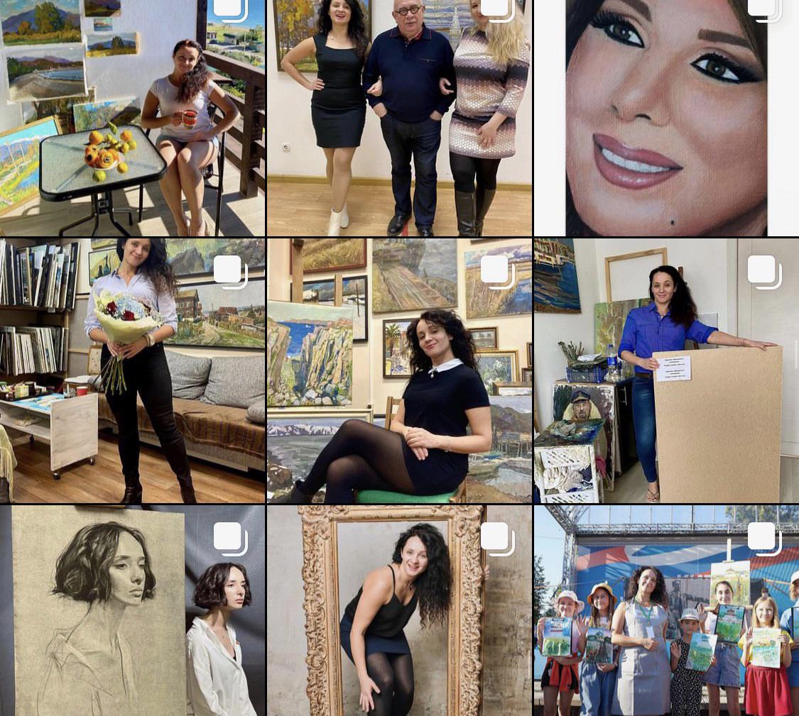 Instagram profile of a scammer featuring oil painting canvas art and fine art oil painting