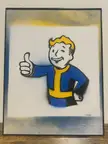Vault Boy poster that I made by 3d printing stencils and spray painting. Link to cad models in comments