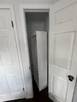 Can’t turn bookshelf inside this closet. This closet doesn’t have wall studs and no idea how to build shelves other than buying a book shelf that’s narrow to fit in thru the door 🙂‍↕️