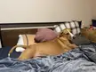 Cappy trying to take up my parents whole king size bed