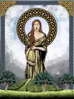 My Illustration of the Celtic Goddess Macha, depicted above her burial site “Emain Macha”