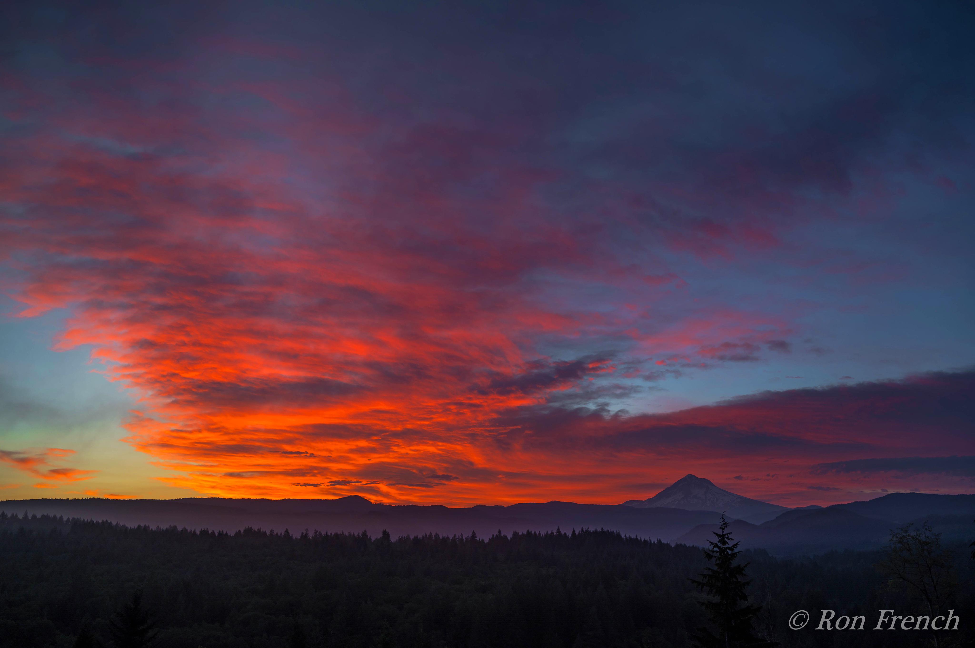 Beautiful August sunrise. Mt Hood, Oregon. 8-2-22