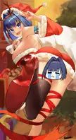 Kronii Christmas outfit (uncensored panty on my x or twitter) ;-: