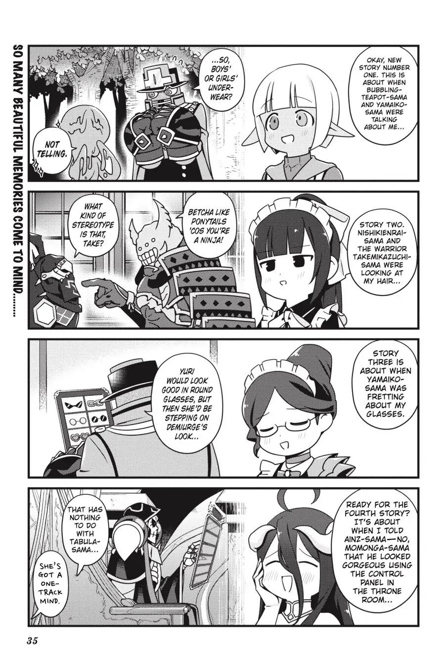 I remember that when I was reading old volumes there was a moment when Shalltear talks about her memory of Momonga and Peroronchino conversing about Bukubukuchagama, I though about it back then and all the crazy applications that go with it. And Ainz is unaware right?