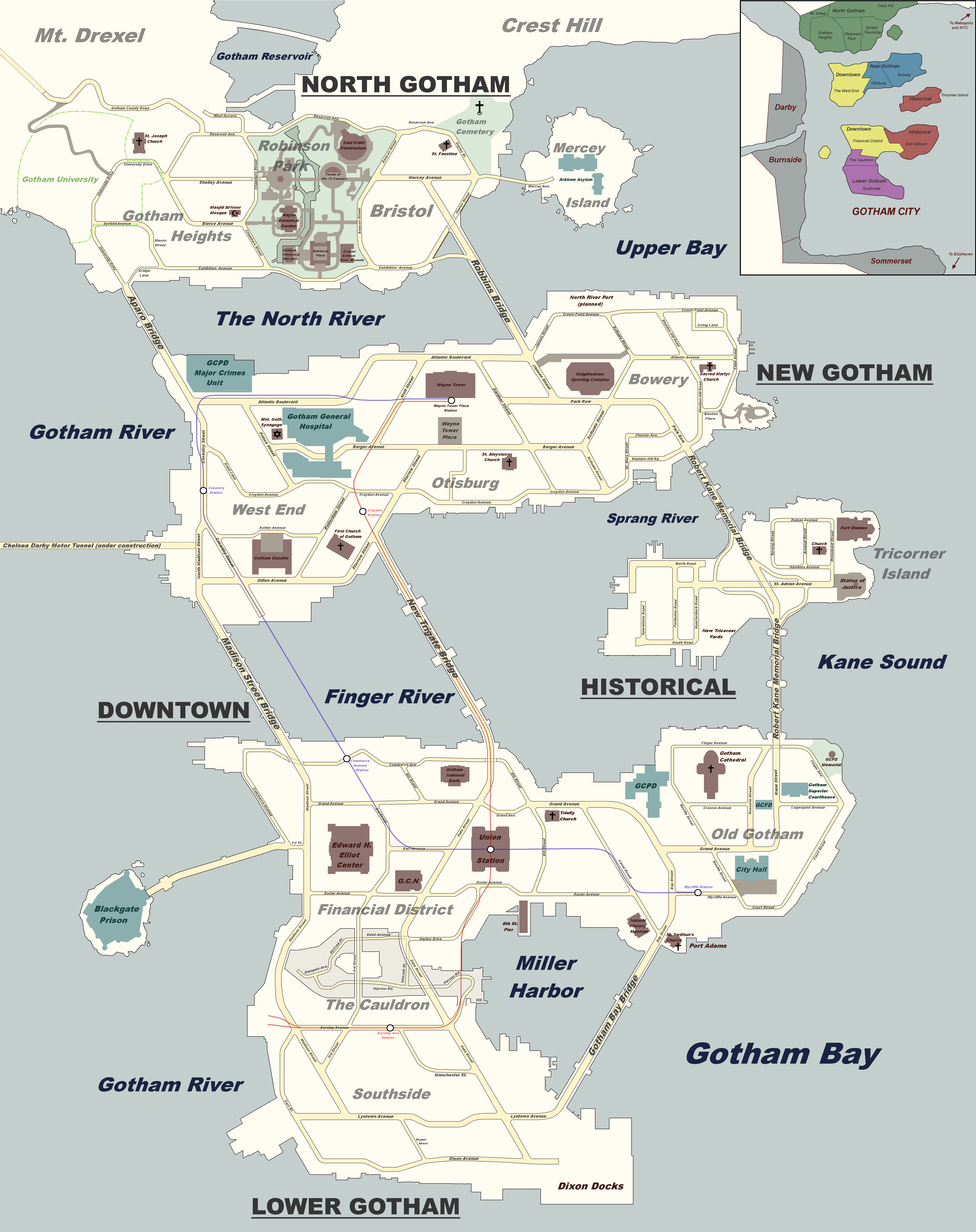 Gotham City map as seen in Gotham Knights Scrolller