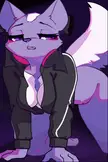 Animated purple vixen furry experiencing a crippling orgasm from a ghost's mind control and electrical surge.