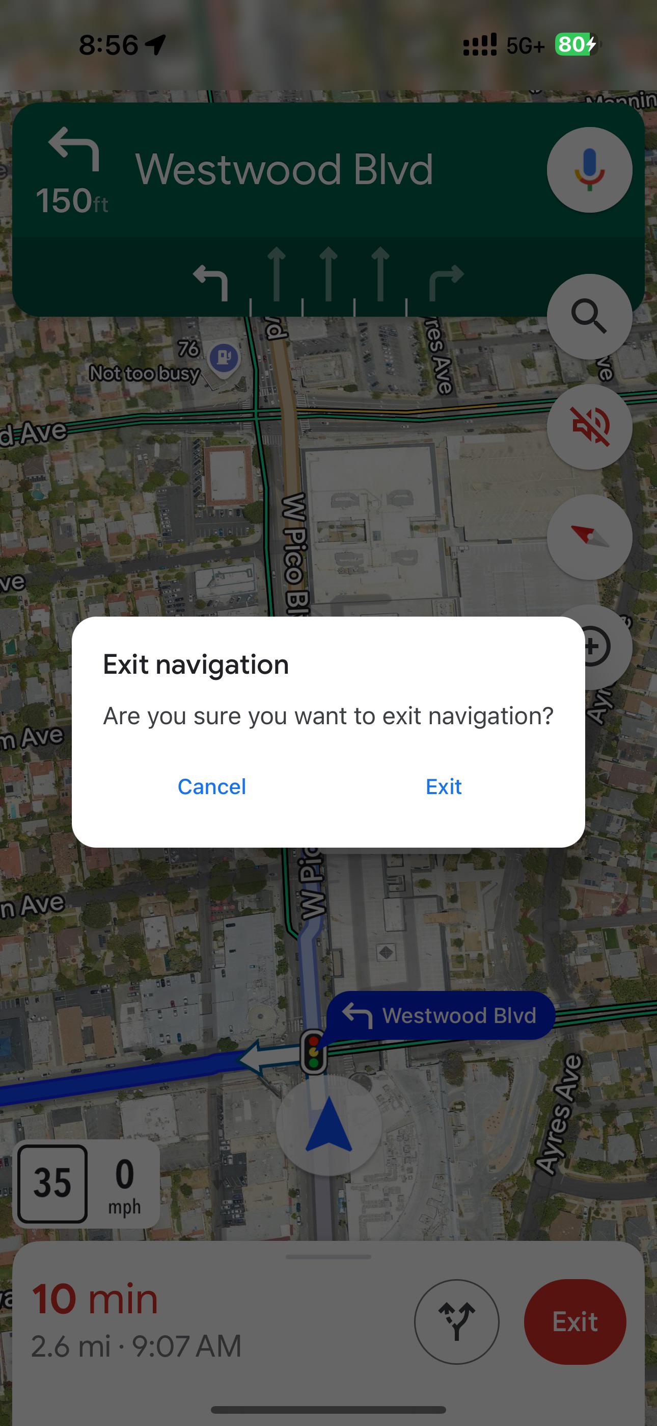 Google Maps Exit Navigation Scrolller