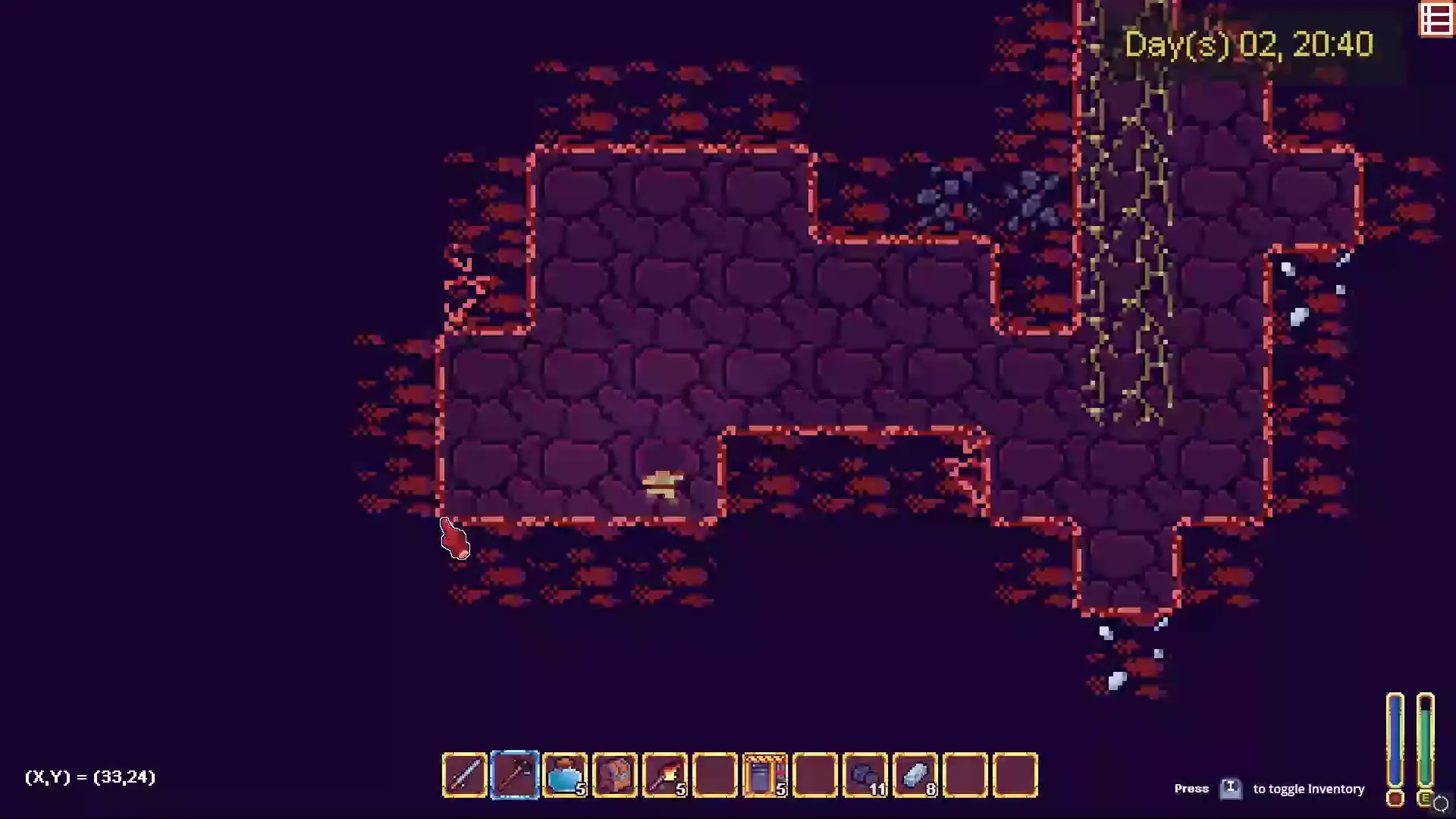 Climb faster using the procedurally-generated vines in our underground!