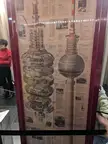 Cross section of the Fernsehturm Berlin (TV Tower Berlin) at the queue in front of the elevators