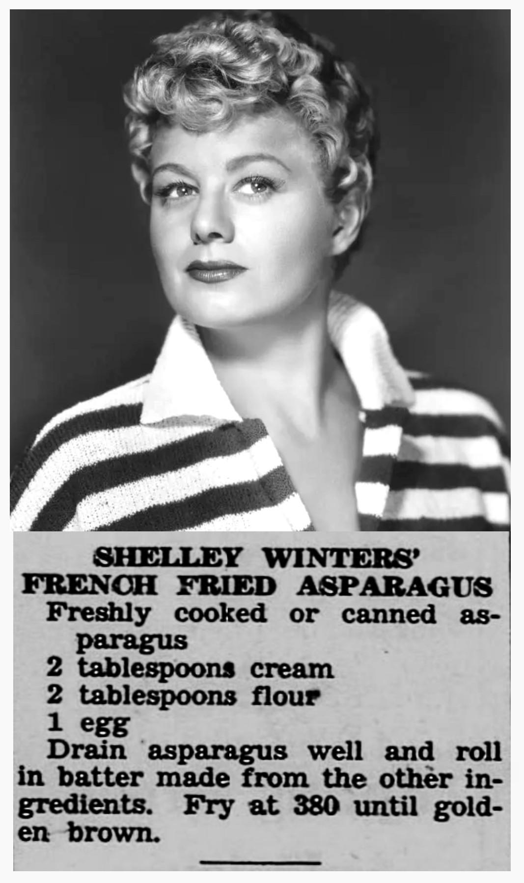 Shelley Winters' French Fried Asparagus  {1951}