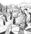 Illustration for "The Day New York Ended" by Frank Frollo (Fantastic Science Fiction, Aug. 1952)