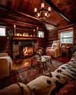 New England Log Cabin Living Room