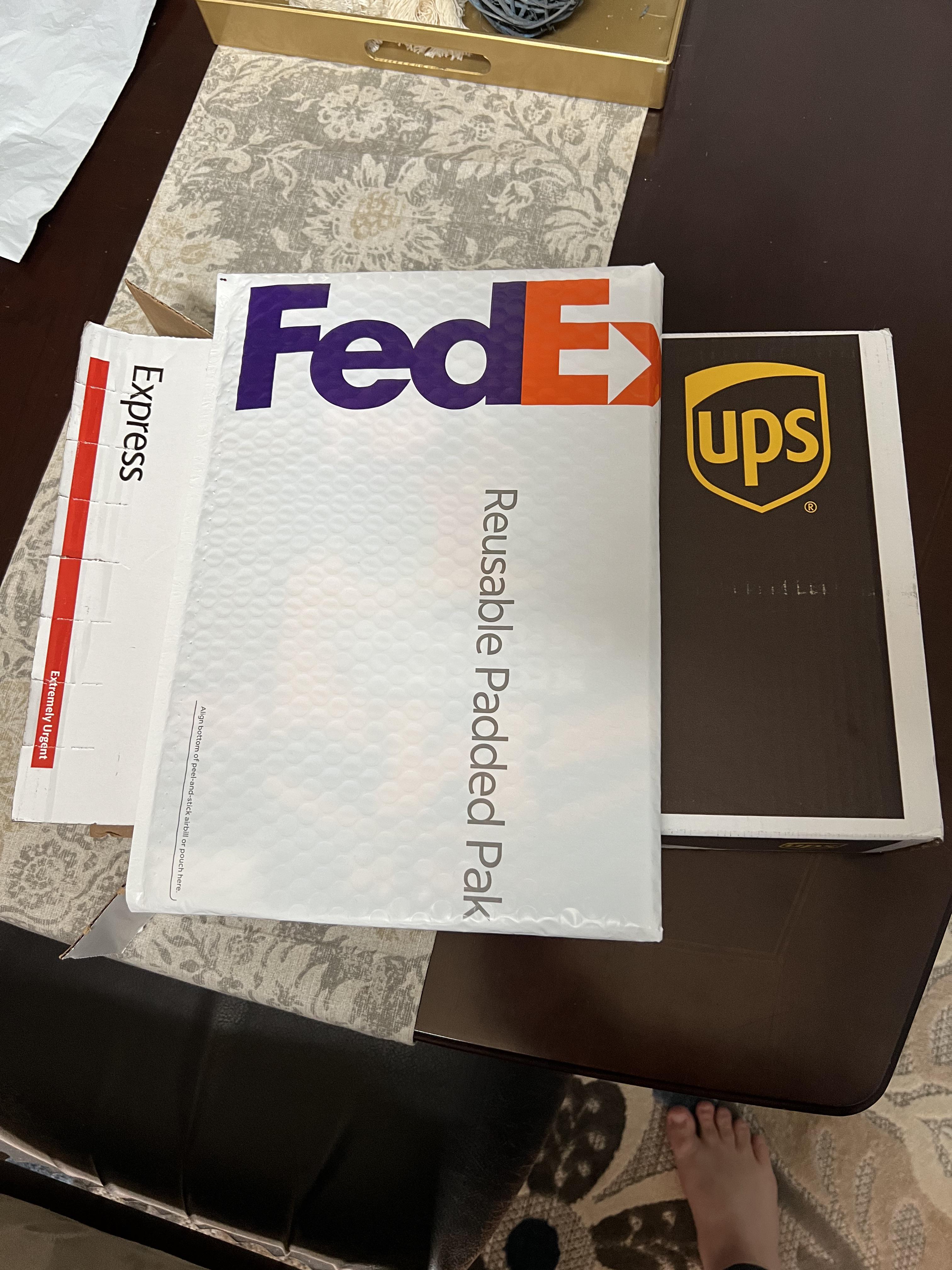 Received a package from UPS and inside the box was a FedEx envelope ...