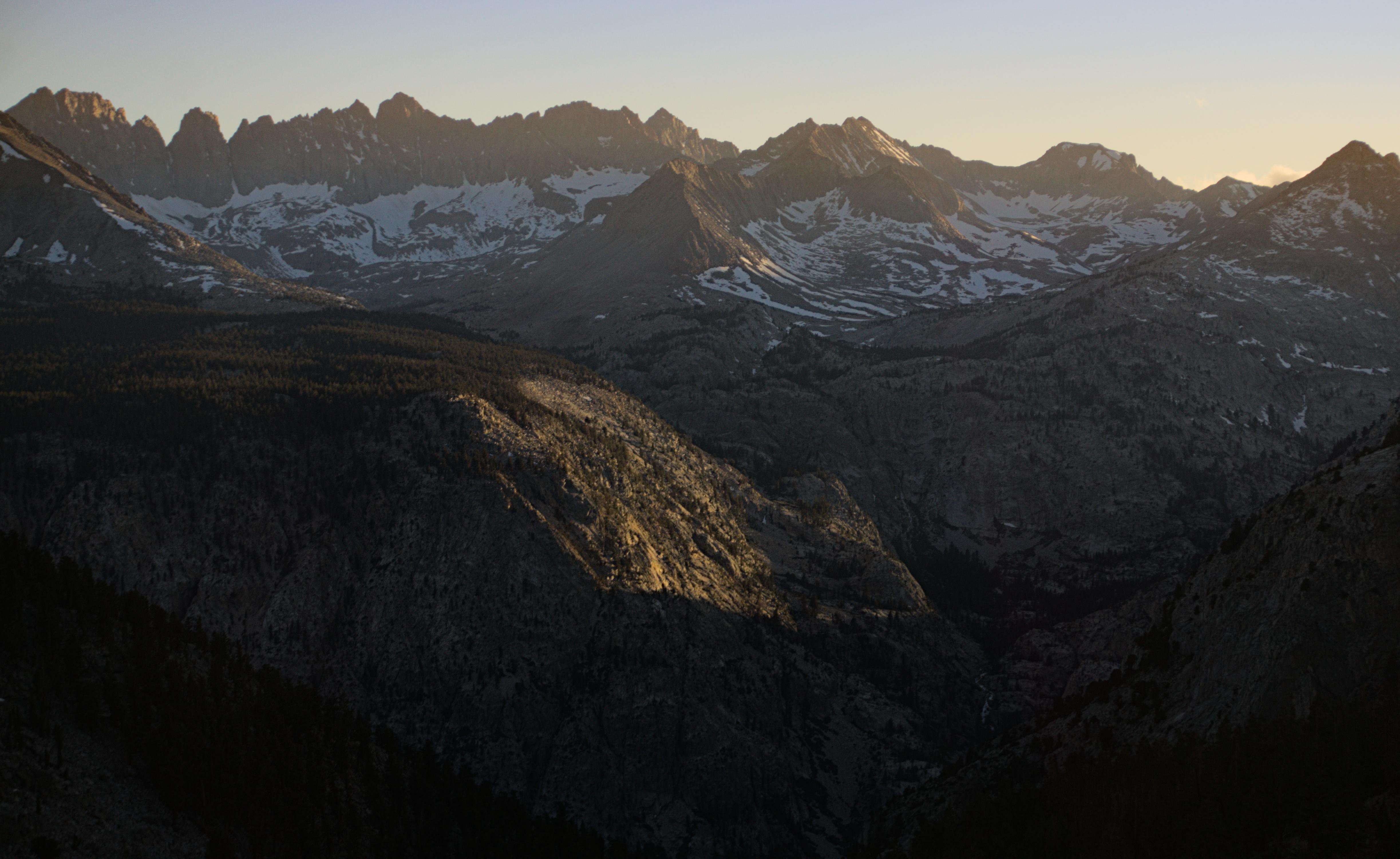[OC] I'm a sucker for a mountain range at sunset. Some ~750 miles along ...